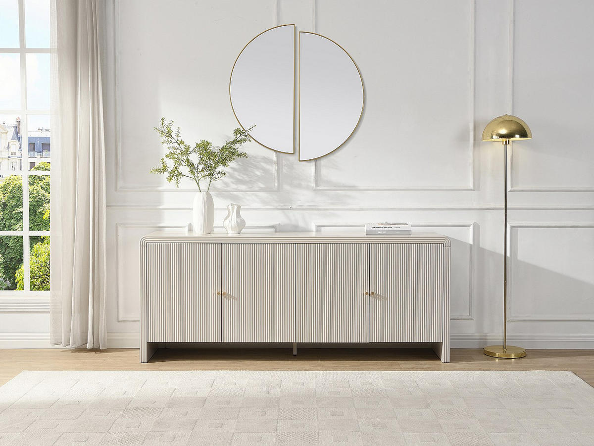 SIDEBOARD - 179.6 cm x 40 cm - Holz, Platte - Beige - MIRENALO - Beige, Holz (179.6/75/40cm) - Vente-Unique