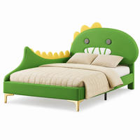 KINDERBETT 90/200 cm in Grün mit Dinosaurier-Design aus PU & MDF - Grün, Holzwerkstoff/Textil (90/200cm) - CHICFURN