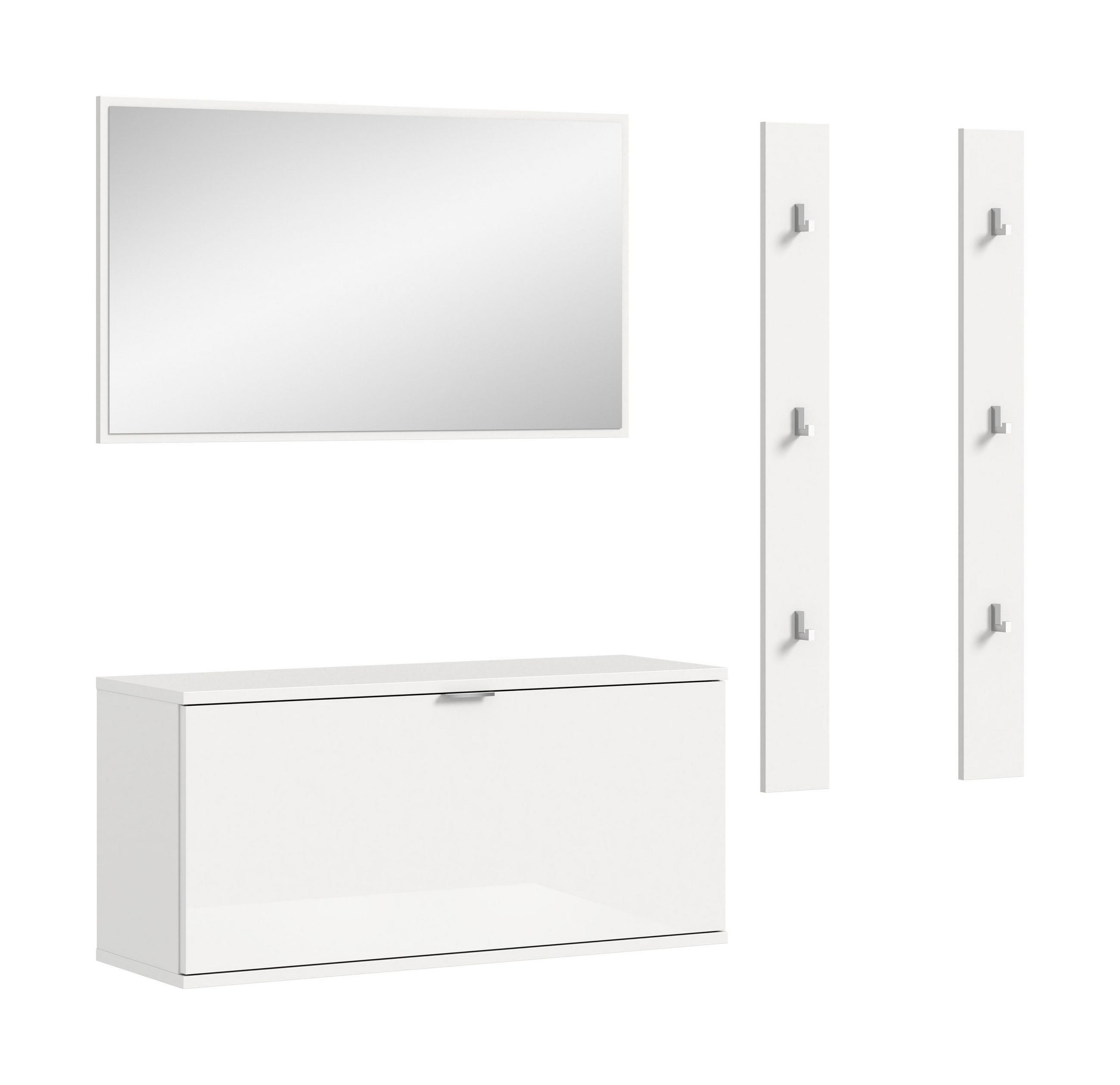 GARDEROBE Systemmöbel Projekt X 4tlg. Kombination , ca.130x191x37 cm - Weiß, Holzwerkstoff (130/191/37cm)