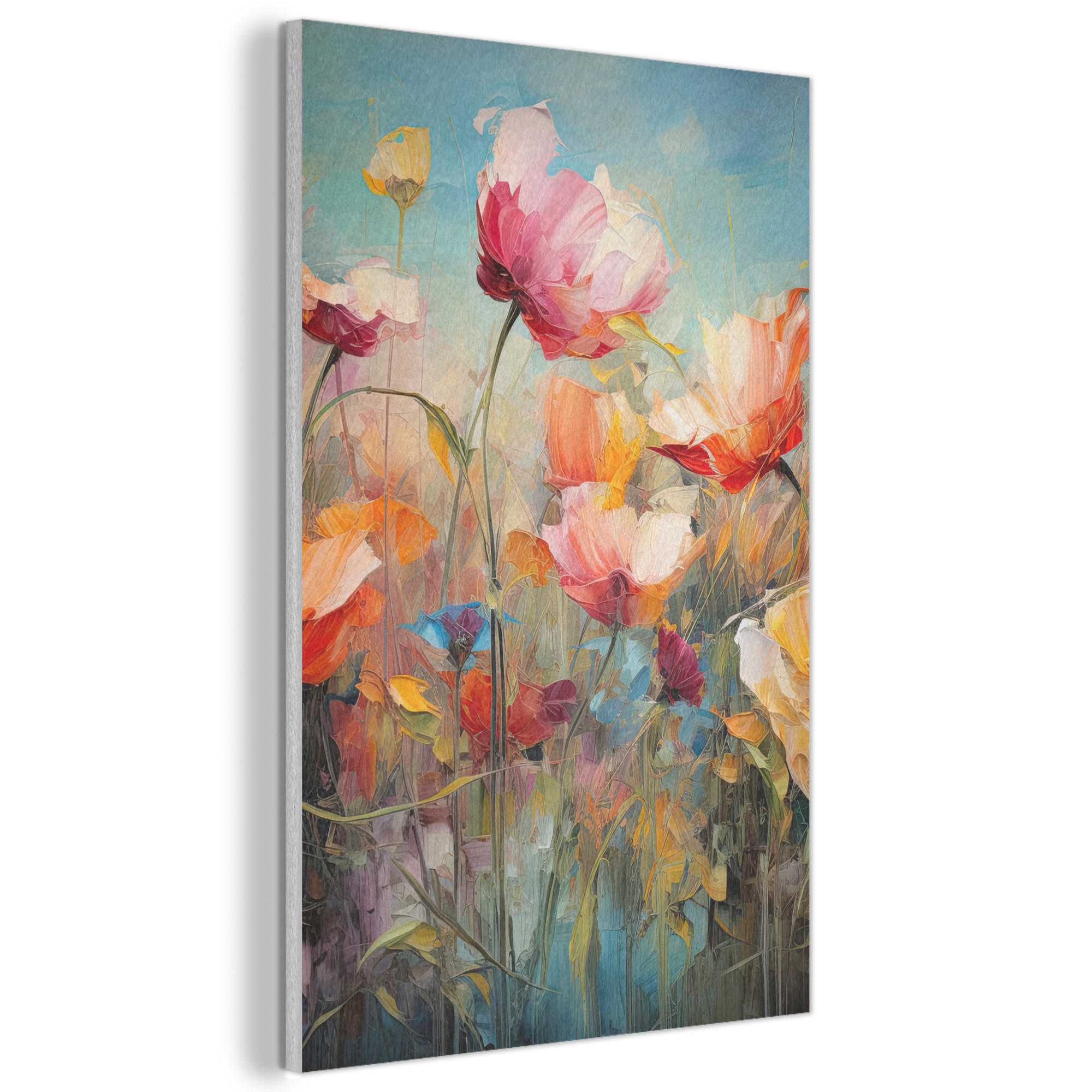 AKUSTIKBILD Blumen - Aquarell - Kunst - Botanisch - Natur Wanddeko 60x90 cm - Orange, Kunststoff (60/90/0.9cm) - MuchoWow