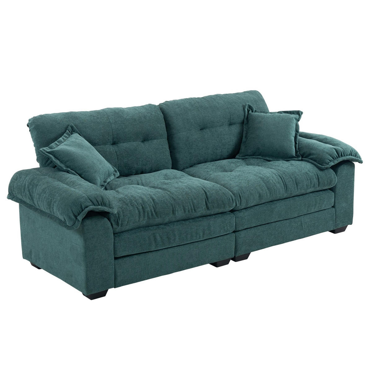 SOFA mit Tiefsitz 214 cm Chenille Grün 2-Sitzer - Grün, Kunststoff (214/93/89cm) - Meubliv