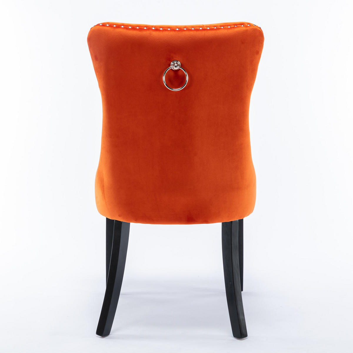 STUHL mit hoher Rückenlehne Samt Orange 2er-Set - Orange, Holz (50/95/65cm) - Meubliv