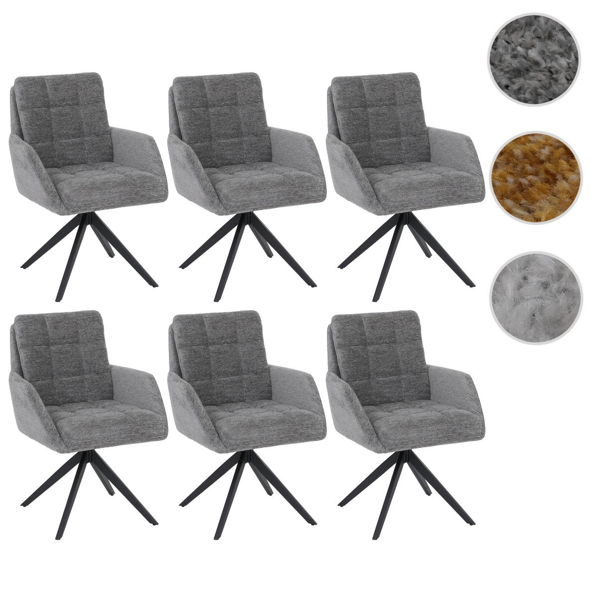 ESSZIMMERSTUHL Grau 6er-Set - Grau, Textil (61/89/66cm) - MCW