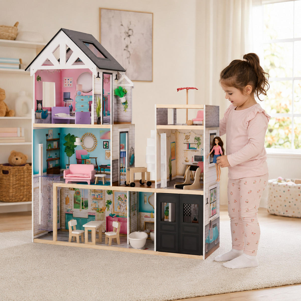 PUPPENHAUS, Mehrfarbig, 125cm - Multicolor, Holz (116/125/34cm) - Teamson Kids