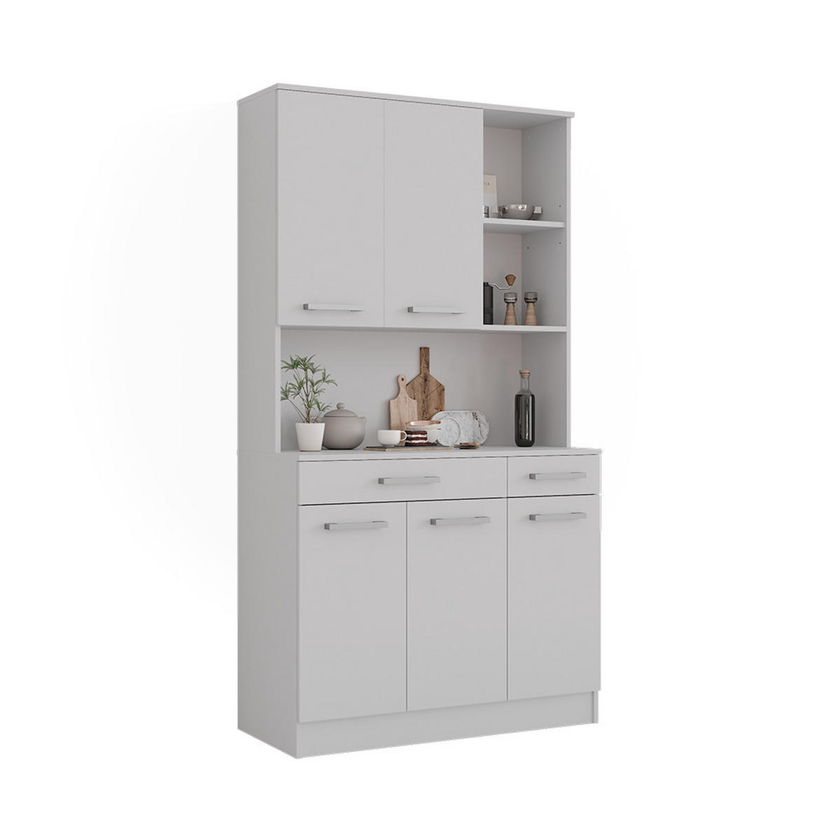 KÜCHENBUFFET Raul Weiß 100.1 x 188.5 cm mit 5 Türen & 2 Schubladen - Weiß, Holzwerkstoff (100.1/188.5/46cm) - Vicco