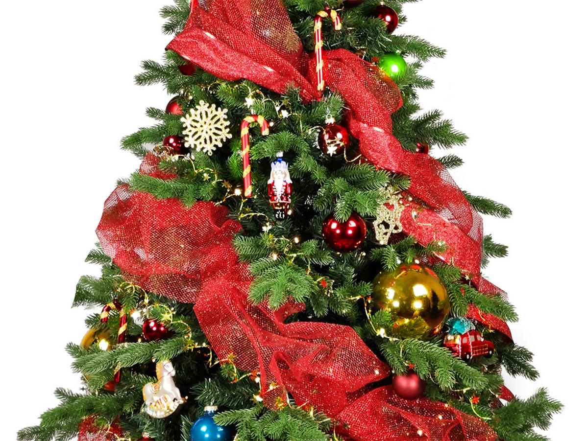 LAALU CHRISTBAUMKUGEL-SET 152 Stück in Luxusbox SYMBOL WEIHNACHTEN für Weihnachtsbäume 240-270 cm - Blau/Rot, Glas/Kunststoff (55/50/75cm) - LAALU