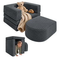 KINDERSESSEL Anthrazit 4-tlg. Cord - Anthrazit, Kunststoff/Textil (65/40/65cm) - Relaxdays
