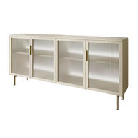 KOMMODE LINEA mit Glasfronten und LED-Beleuchtung Kaschmir - Kaschmir, Holzwerkstoff (181/83/39cm) - Lookway
