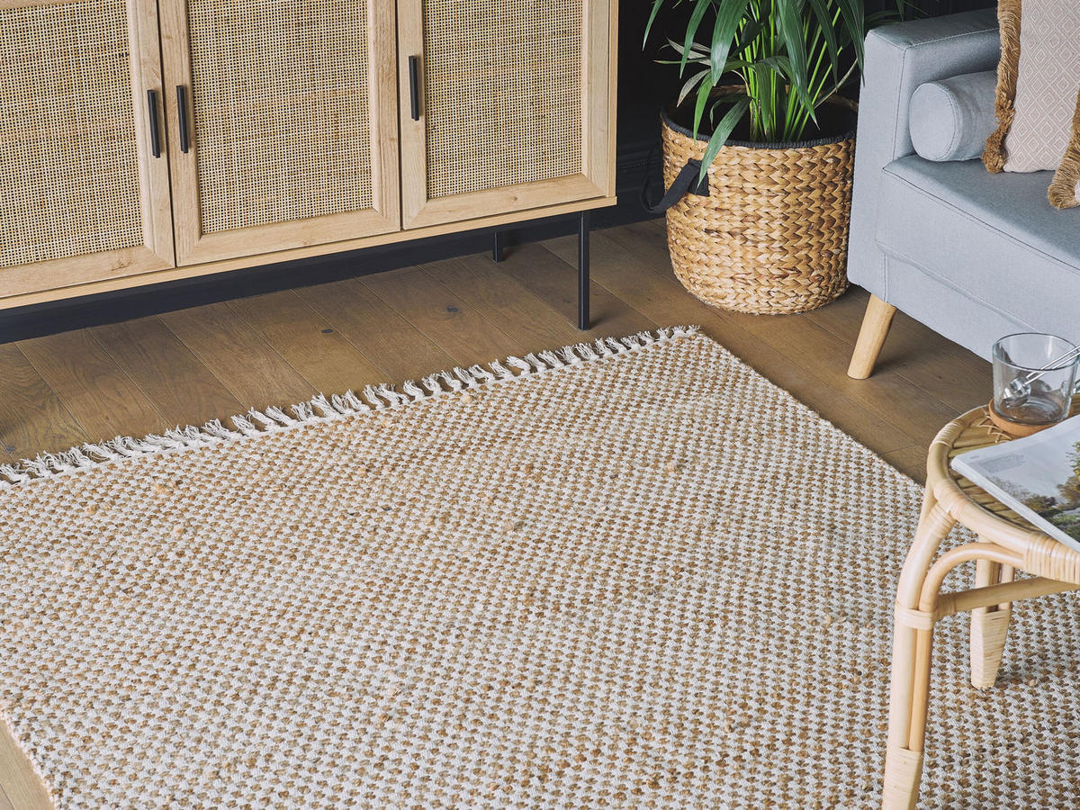 KURZFLOR-TEPPICH Zerdali 200/140 cm - Beige, Naturmaterialien (140/200cm) - Beliani