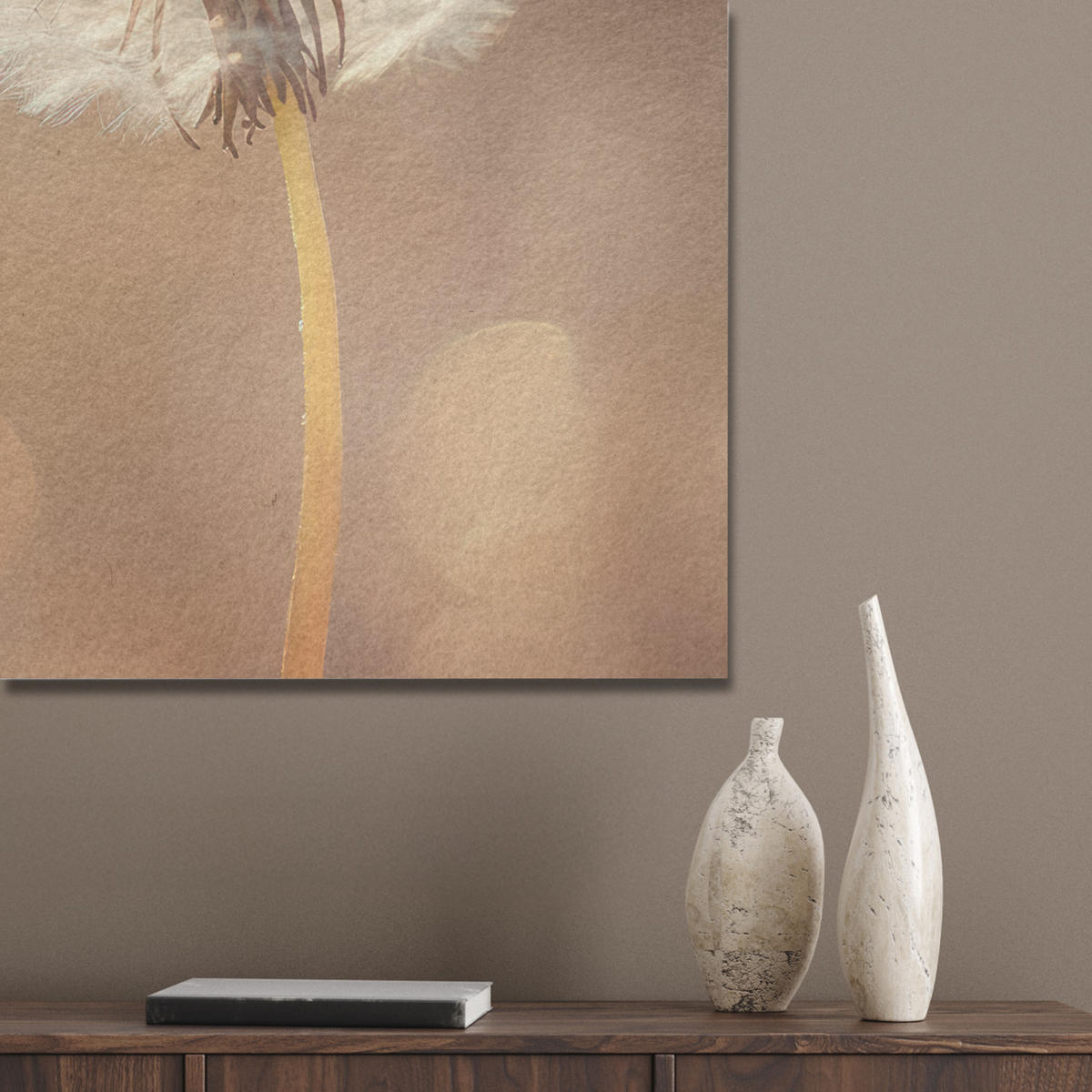 AKUSTIKBILD Löwenzahn - Beige - Natur - Blume Wanddeko 60x90 cm - Hellbraun, Kunststoff (60/90/0.9cm) - MuchoWow