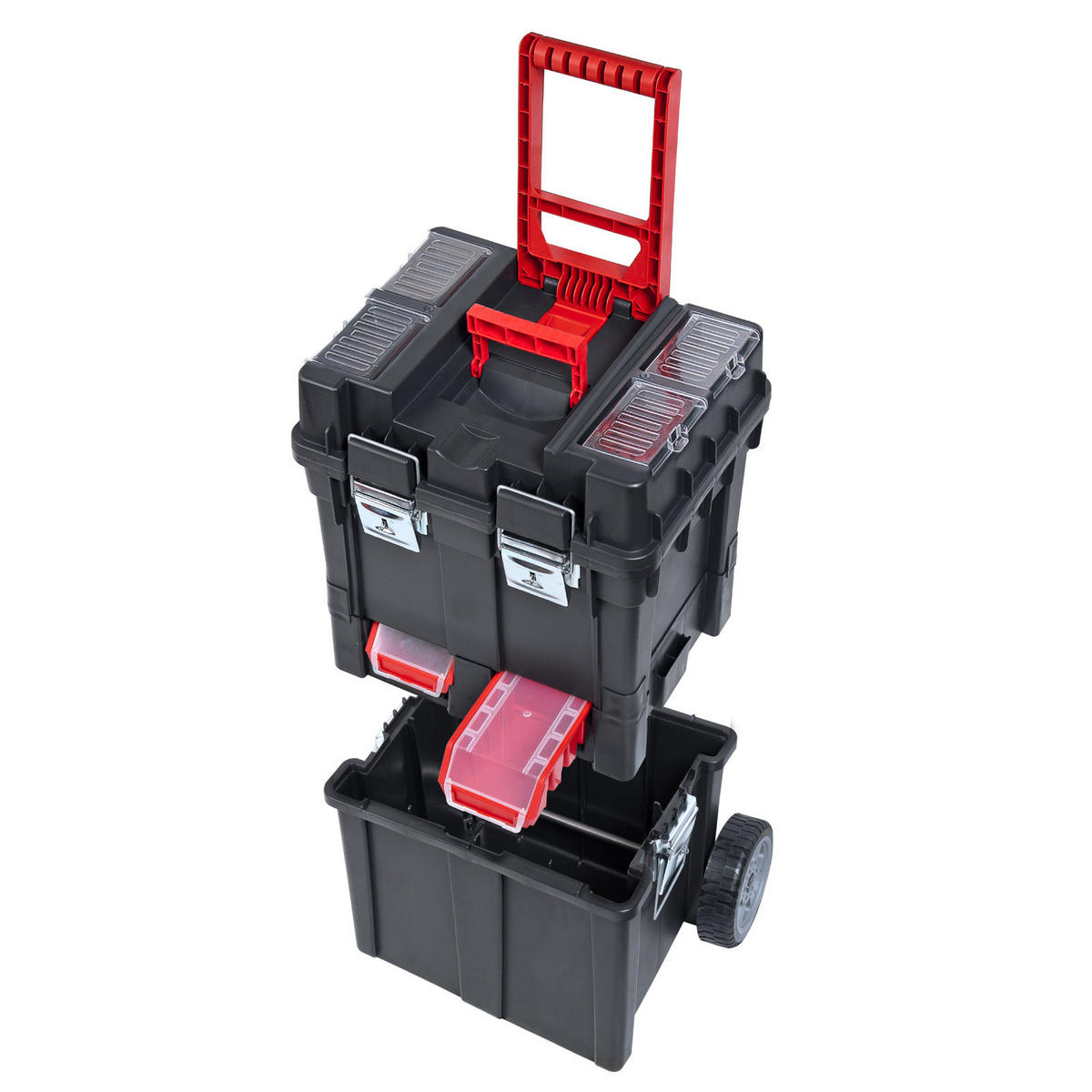 WERKZEUGKOFFER-TROLLEY Plus auf Rollen 71,2x49,5x35cm Polypropylen Schwarz/Rot - Schwarz, Kunststoff (50/71/35cm) - PROREGAL