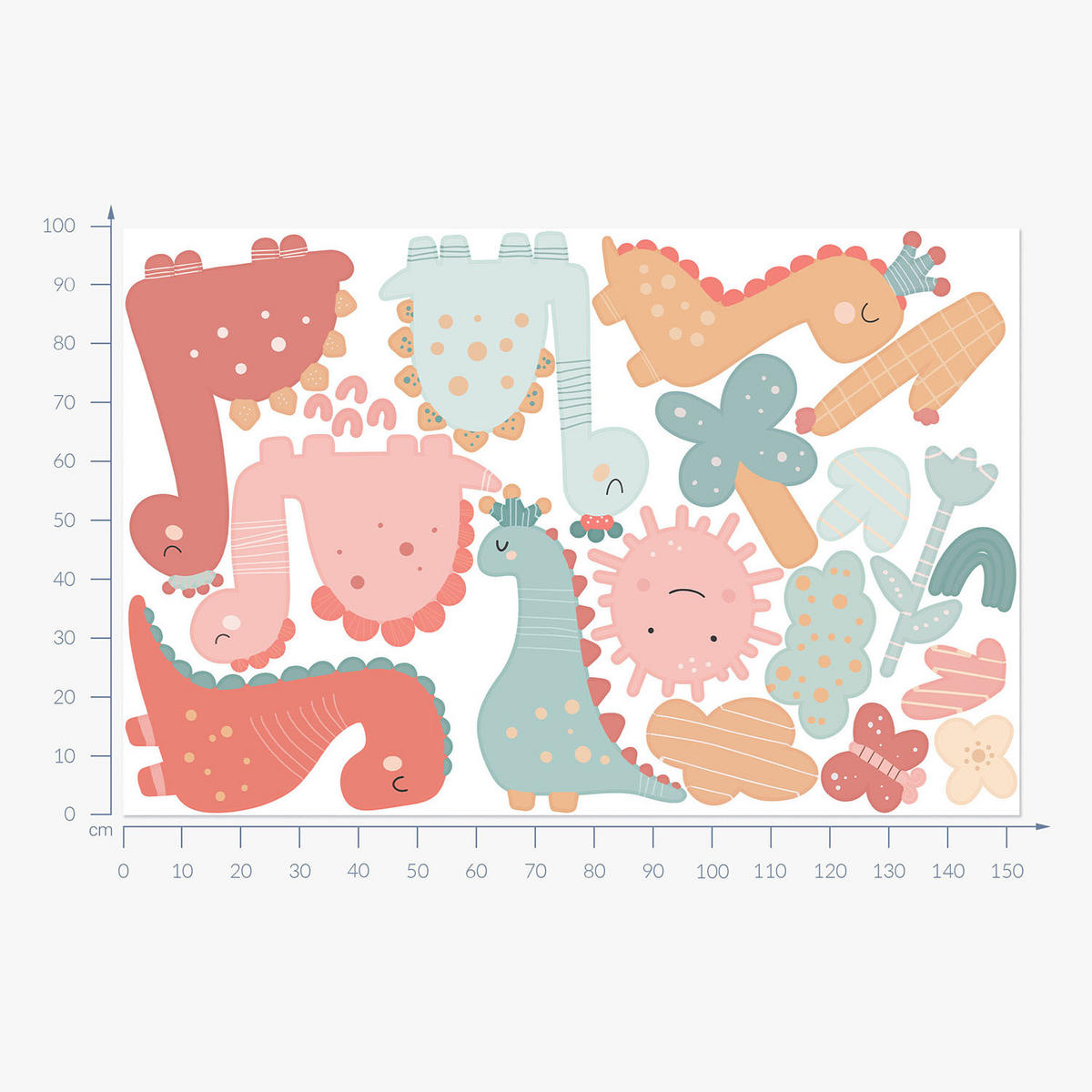 WANDAUFKLEBER 100x153cm - Die Welt der Dinosaurier - Multicolor, Kunststoff (100/153/0.1cm) - Wallfluent