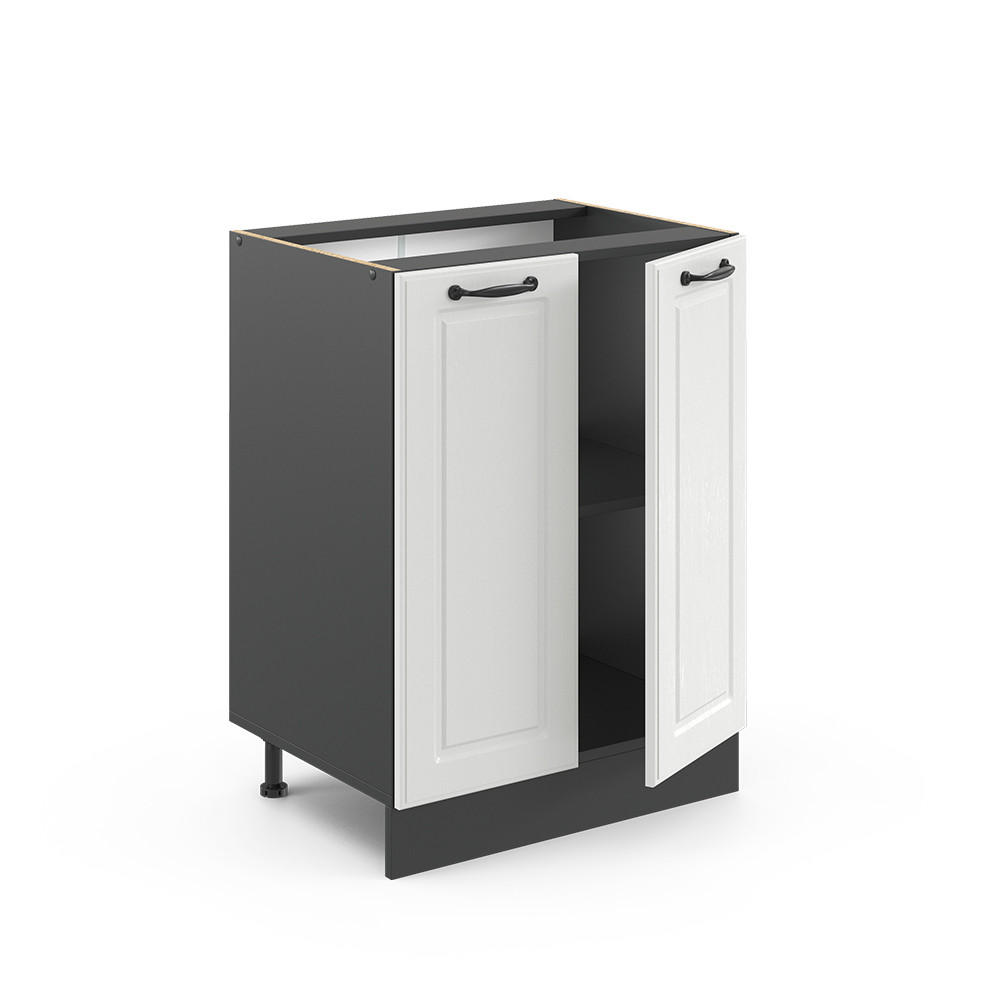 KÜCHENUNTERSCHRANK R-Line Weiß Landhaus 60 cm ohne AP - Anthrazit/Weiß, Holzwerkstoff (60/81.6/46cm) - Vicco