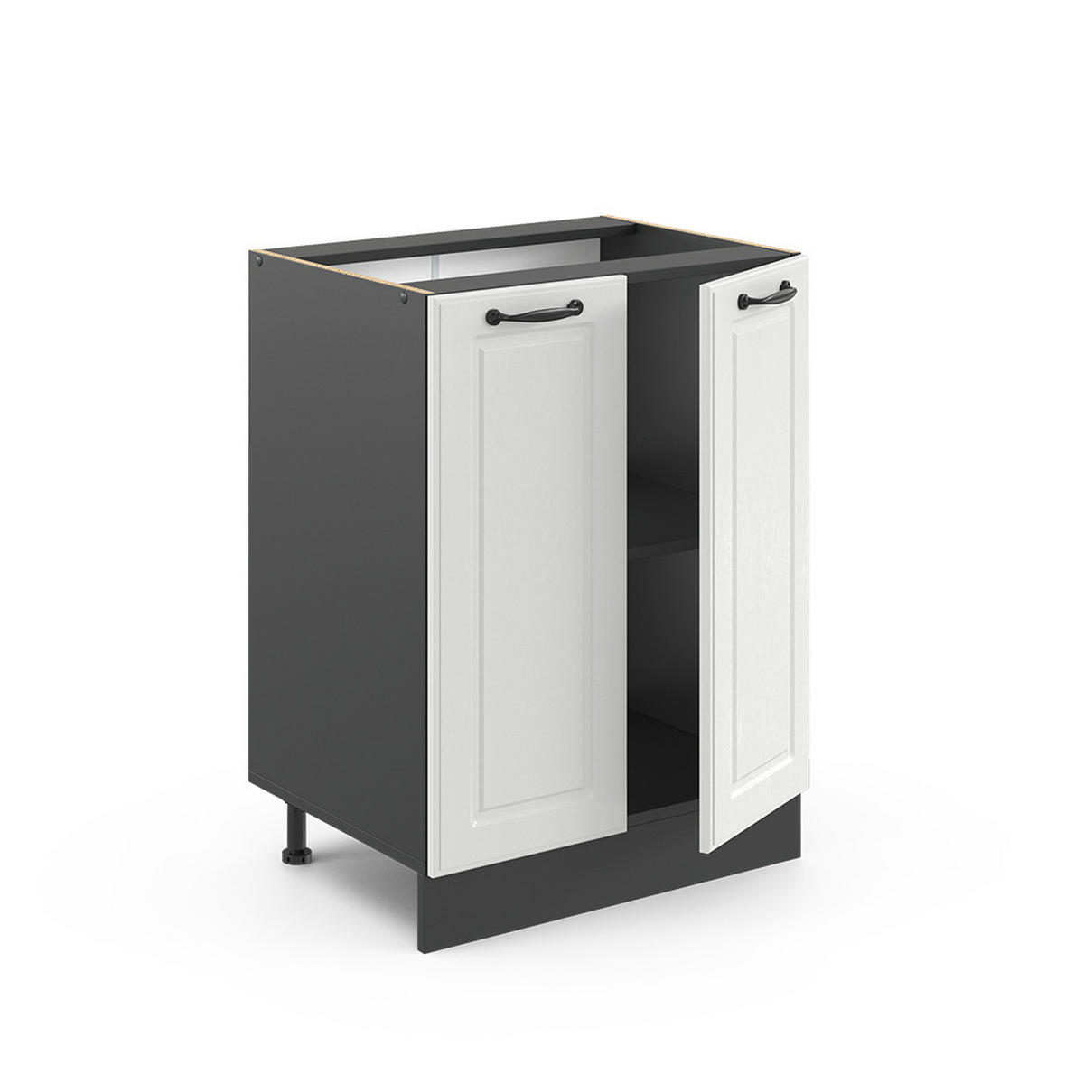 KÜCHENUNTERSCHRANK R-Line Weiß Landhaus 60 cm, AP Anthrazit - Anthrazit/Creme, Holzwerkstoff (60/81.6/60cm) - Vicco