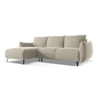 ECKSOFA mit Schlaffunktion Samt Stoff Creme - Perlmutt/Creme, Textil/Metall (162/242cm) - Makamii
