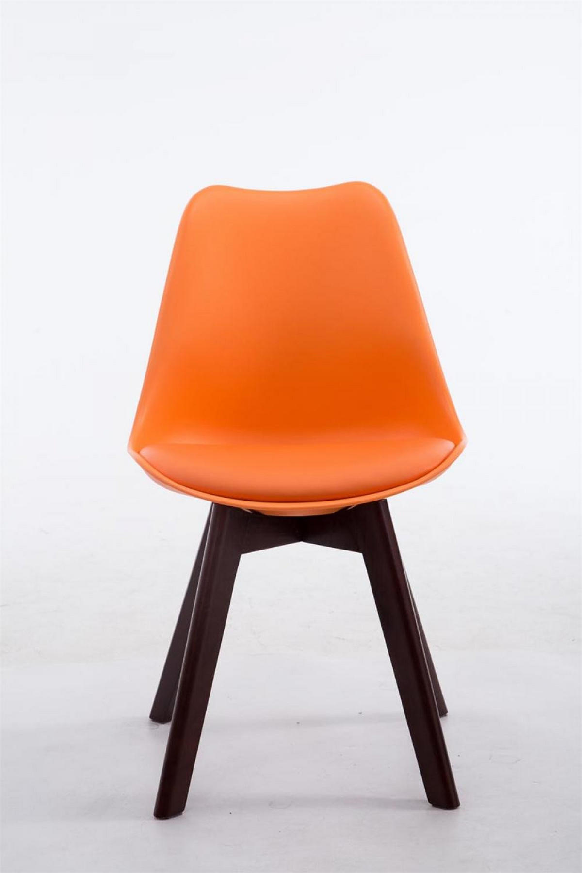 STUHL Lederlook orange - Walnussfarben/Orange, Holz/Textil (48/84/41.5cm) - CLP