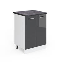 KÜCHENUNTERSCHRANK R-Line Anthrazit Hochglanz 60 cm, AP Anthrazit - Anthrazit/Weiß, Holzwerkstoff (60/81.6/60cm) - Vicco