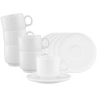 KAFFEETASSEN MIT UNTERTASSEN Sento Home weiß 210 ml 6er Set - Weiß, Keramik (0.21L) - Seltmann Weiden
