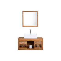 EINZELWASCHTISCH - 90 cm x 50 cm - Keramik, Holz, Platte - Naturfarben Dunkel - PENEBEL - Naturfarben, Keramik/Holz (90/40/50cm) - Vente-Unique