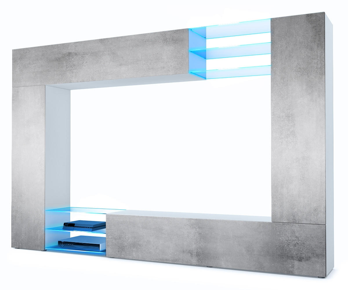 WOHNWAND Mirage Front in Beton Oxid Optik - Hellgrau, Holzwerkstoff (262/182.5/39cm) - Vladon