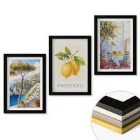 WANDBILDER 3er-Set - 20x30 cm Schwarzer Rahmen - Ansichten von Positano mit Zitronen - Schwarz, Kunststoff (20/30cm) - ArtPrintCave