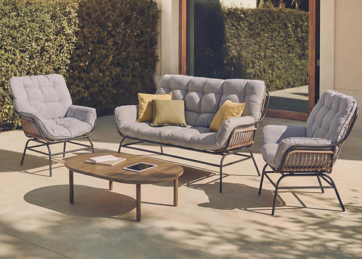 SOFA Dunkelgrau, Hellgrau - Dunkelgrau/Hellgrau, Metall (121/93/87cm) - MCW