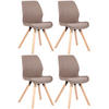 STUHL 4er Set Stoff taupe - Taupe/Eukalyptusholzfarben, Holz/Textil (49/87.5/58cm) - CLP