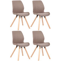 STUHL 4er Set Stoff taupe - Taupe/Eukalyptusholzfarben, Holz/Textil (49/87.5/58cm) - CLP