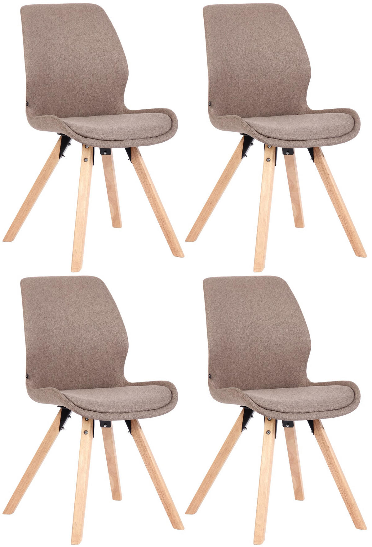 STUHL 4er Set Stoff taupe - Taupe/Eukalyptusholzfarben, Holz/Textil (49/87.5/58cm) - CLP