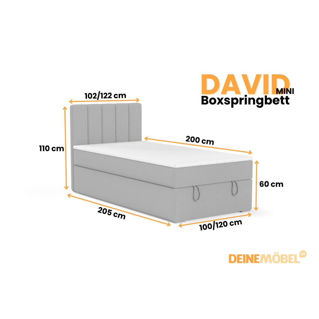 Thumbnail - Deine Möbel 24 Boxbett, Hellgrau, Holz, Holzwerkstoff, Textil, H3, 120x200 cm, Schlafzimmer, Betten, Boxspringbetten
