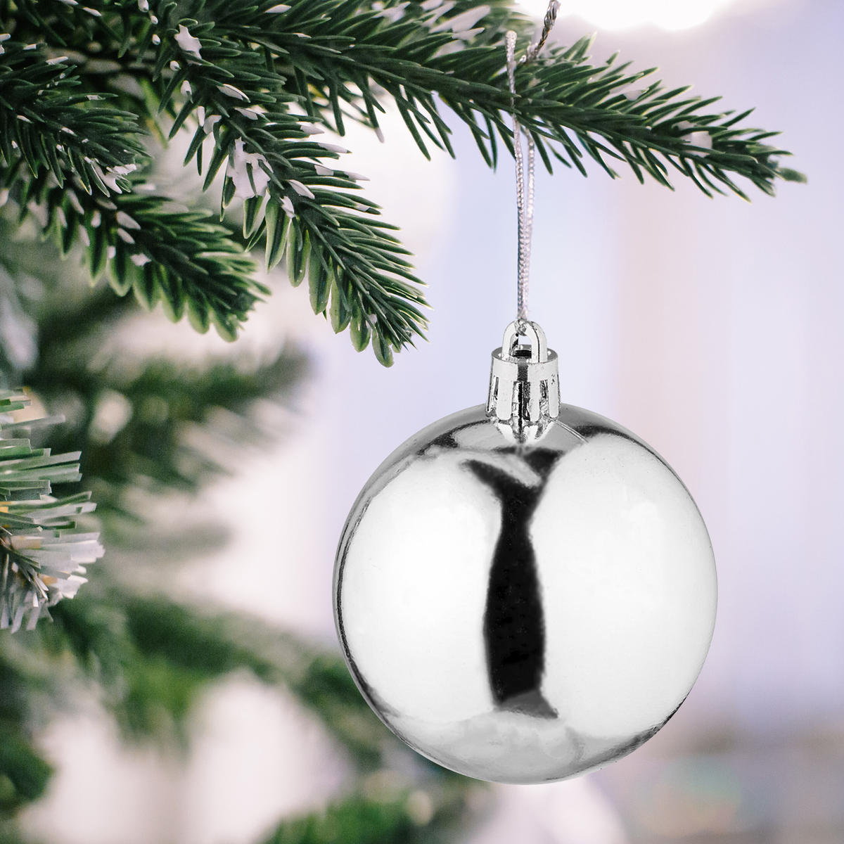 50XWEIHNACHTSKUGELN - Silberfarben, Kunststoff (6/7/6cm) - Relaxdays