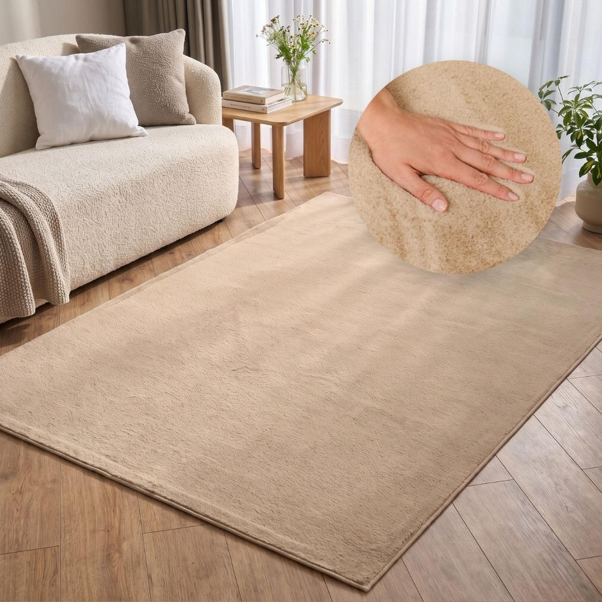 KURZFLORTEPPICH LUMI beige kuschelweich waschbar 160/220 cm - Beige, Textil (160/220cm) - Tapiso