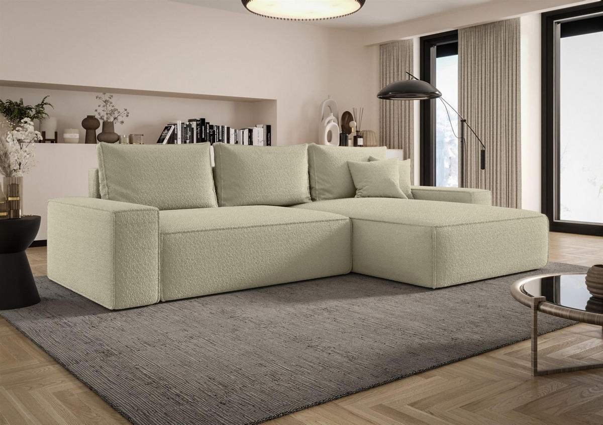 ECKSOFA Walken Mit Schlaffunktion - Hellbraun, Holzwerkstoff/Textil (280/185cm) - Fun Möbel