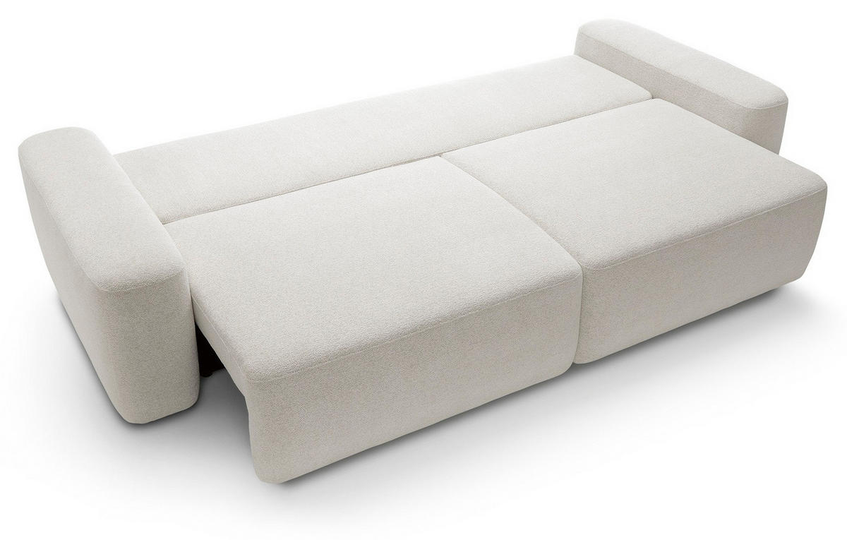 POLSTERSOFA 260 cm Orea, Schlaffunktion, Bettkasten, Creme - Creme, Holz (257/82/105cm) - Emporius
