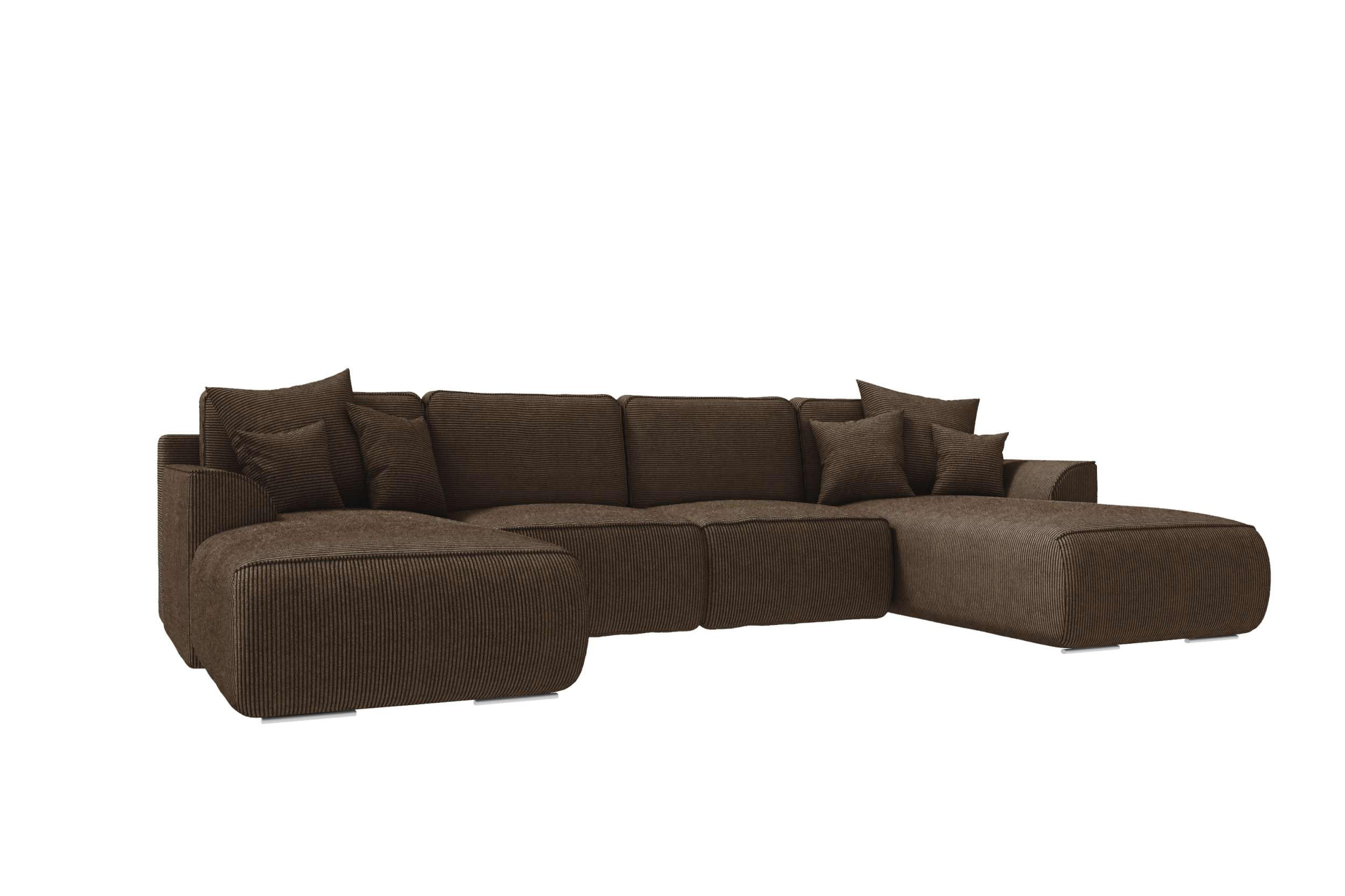 WOHNLANDSCHAFT GUSTO Cordstoff Braun inkl. Schlaffunktion - Chromfarben/Braun, Kunststoff/Textil (306/96/194cm) - 99rooms