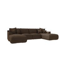 WOHNLANDSCHAFT GUSTO Cordstoff Braun inkl. Schlaffunktion - Chromfarben/Braun, Kunststoff/Textil (306/96/194cm) - 99rooms