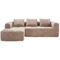 ECKSOFA L-Form 3-Sitzer mit Chaiselongue und Armlehnen Chenille khaki 250/158/60 cm - Naturfarben, Textil (250/158cm) - OKWISH