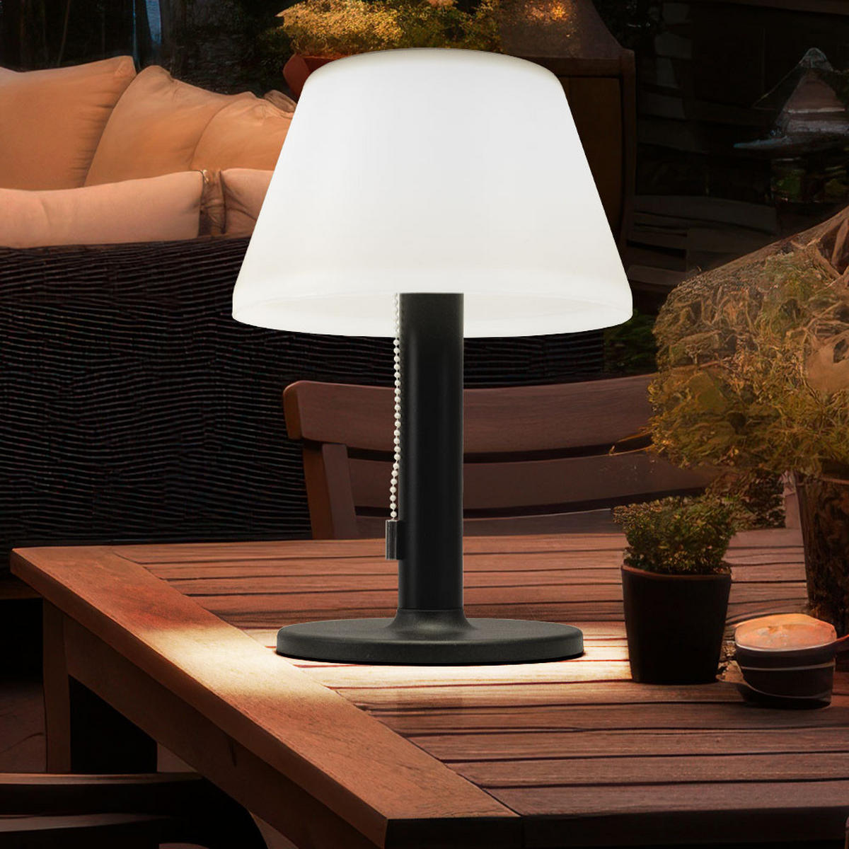 LED AUSSENLEUCHTE Solar Tischlampe Schwarz Weiß 2er Set - Schwarz, Metall (20/20/28cm)