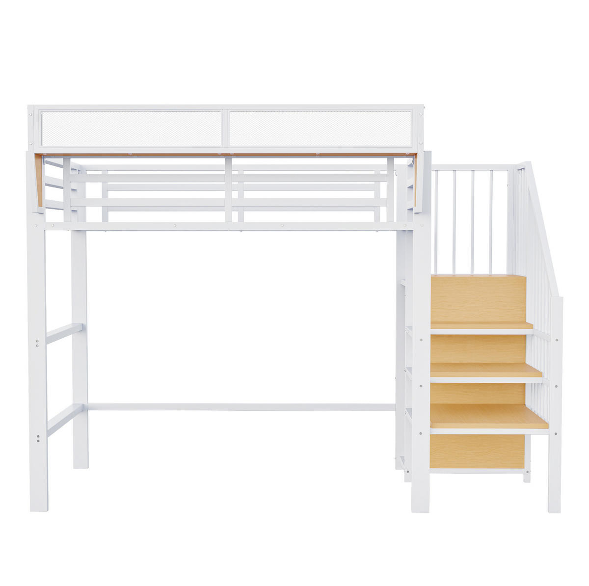 HOCHBETT 90/200 cm mit Sicherheitsleiter, flexiblem Ablagefach und Metallgestell, Weiß - Weiß, Metall (90/200cm) - Redom