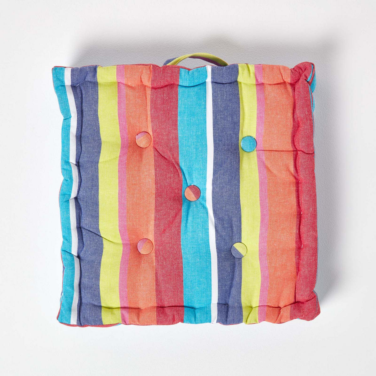 SITZKISSEN bunt gestreift 40/40/8 cm - Multicolor, Textil (40/40/8cm) - Homescapes