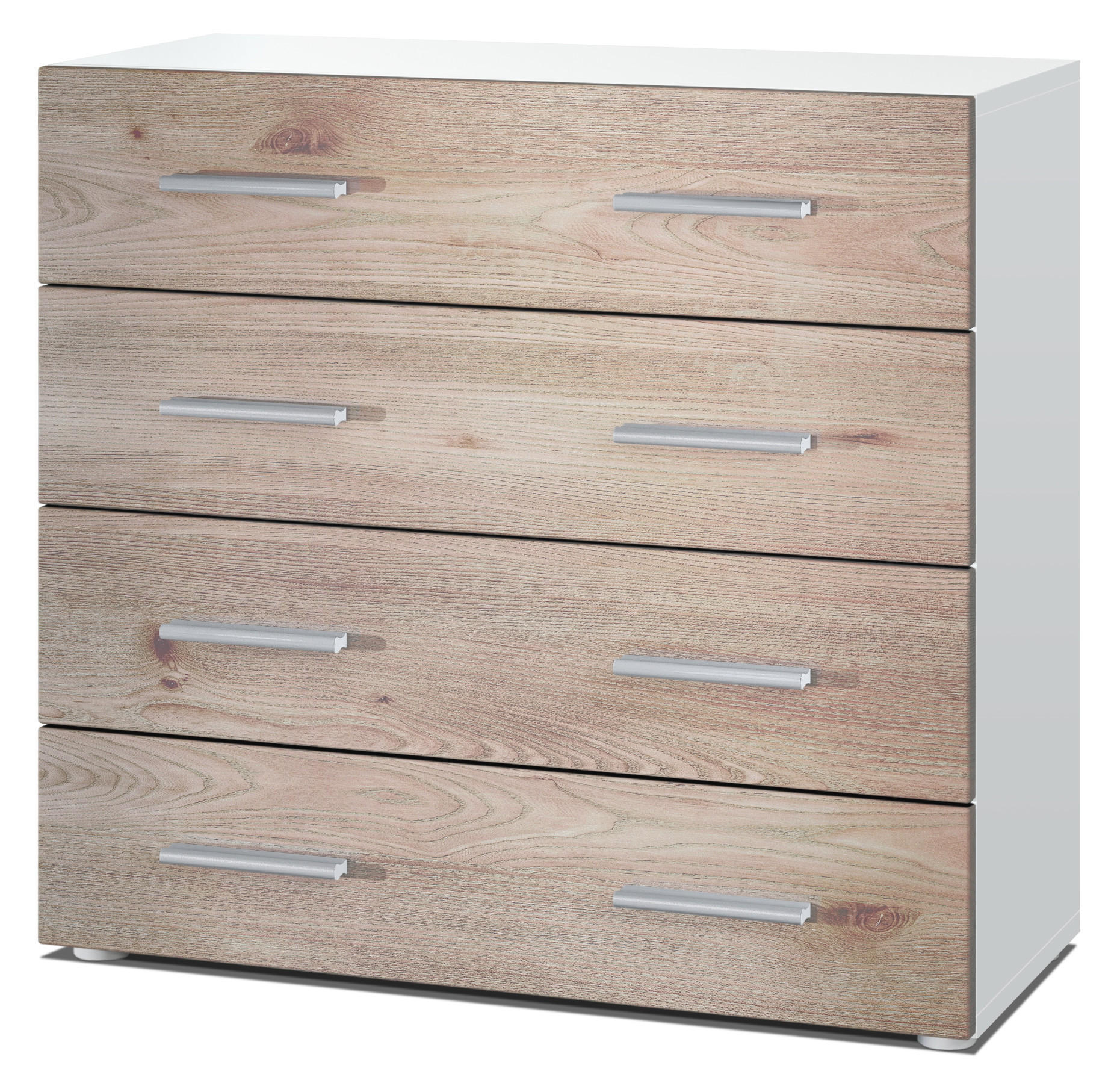 KOMMODE Pavos Eiche Nordic - Silbereichenfarben, Holzwerkstoff (76/72/35cm) - Vladon