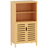 BADEZIMMERSCHRANK, Unterschrank aus Bambus, Badschrank mit Türen, Naturholz - Naturfarben, Holz (29/92/50cm) - Kleankin