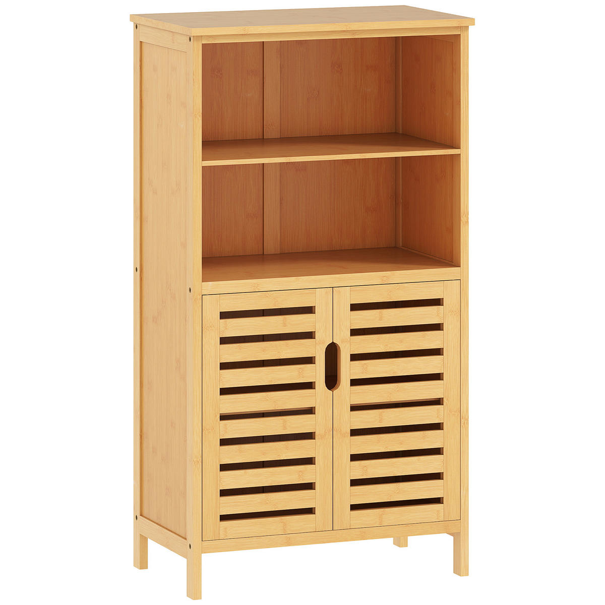 BADEZIMMERSCHRANK, Unterschrank aus Bambus, Badschrank mit Türen, Naturholz - Naturfarben, Holz (29/92/50cm) - Kleankin
