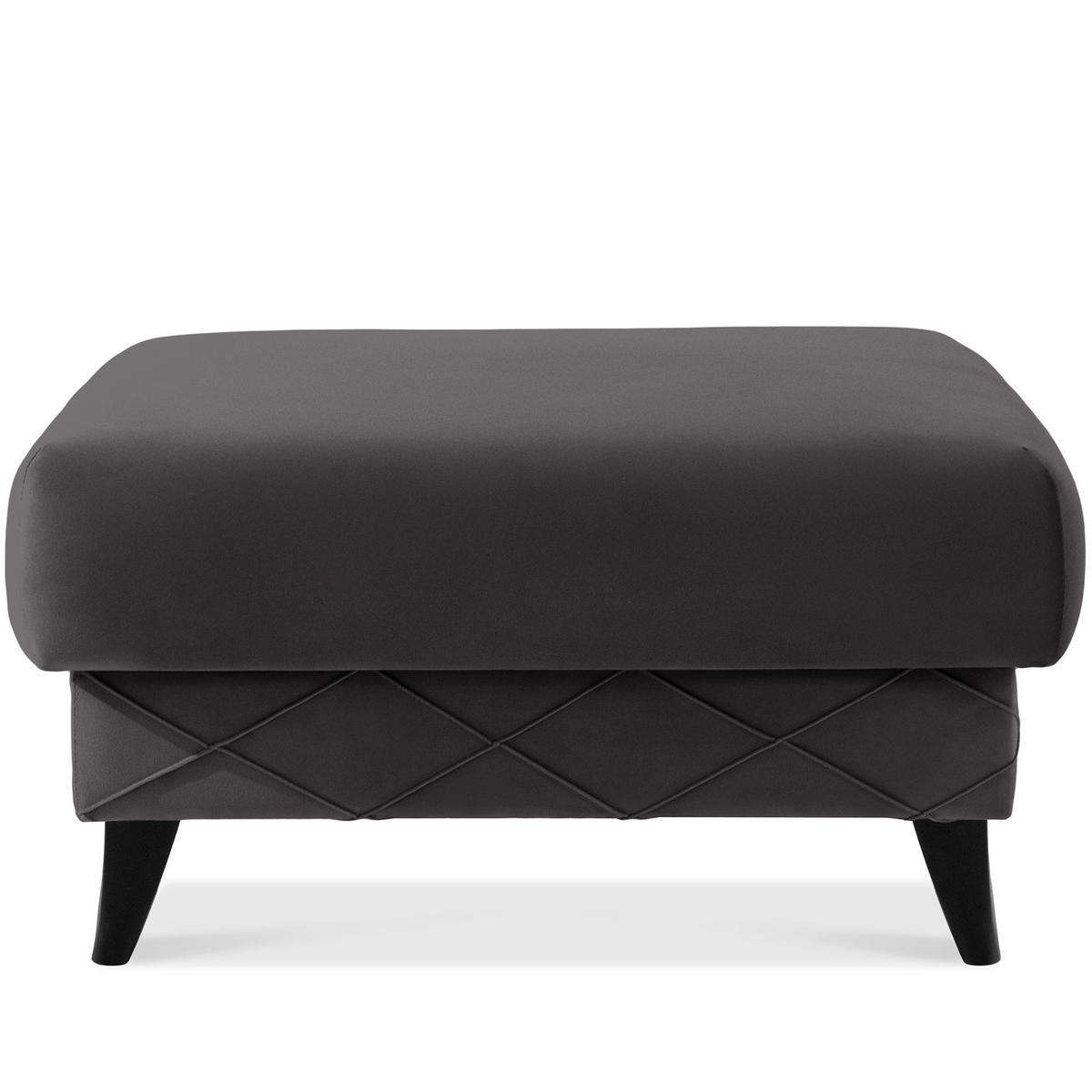 POUF GUSTAVO III Velours, Graphitfarben - Graphitfarben, Holz/Holzwerkstoff (92/49/92cm) - KONSIMO®
