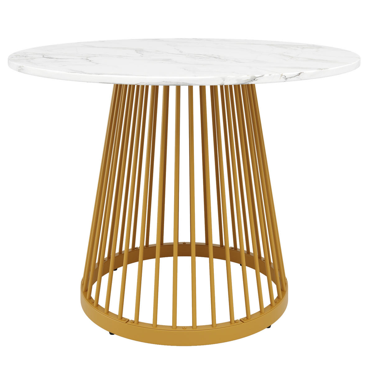 ESSTISCH 80/76/80 cm Weiß/Goldfarben aus MDF und Metall mit verstellbaren Füßen - Goldfarben, Holzwerkstoff (80/80/76cm) - OKMYHOME