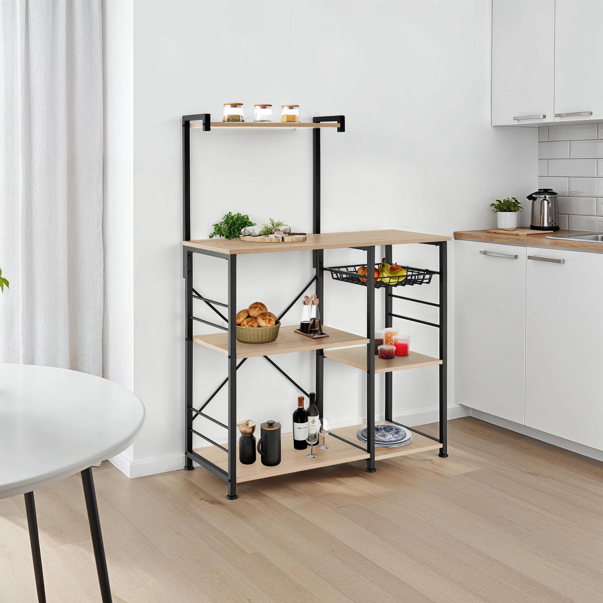 KÜCHENREGAL Crawley, 90 x 40 x 131, 5 cm, Industrial Holz hell, Eiche Sonoma - Naturfarben, Holzwerkstoff (40/131.5/90cm) - tectake