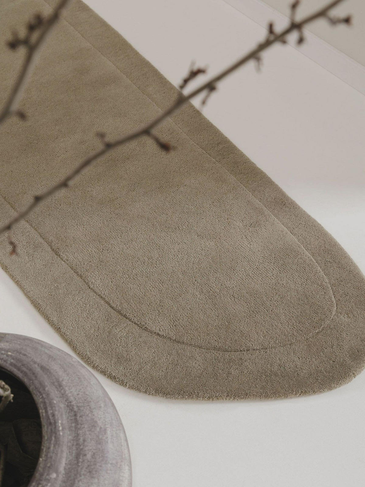 WOLLTEPPICH Shape Hellgrün 80x250 cm - Grün, Naturmaterialien/Textil (80/1cm) - KUNSTLOFT
