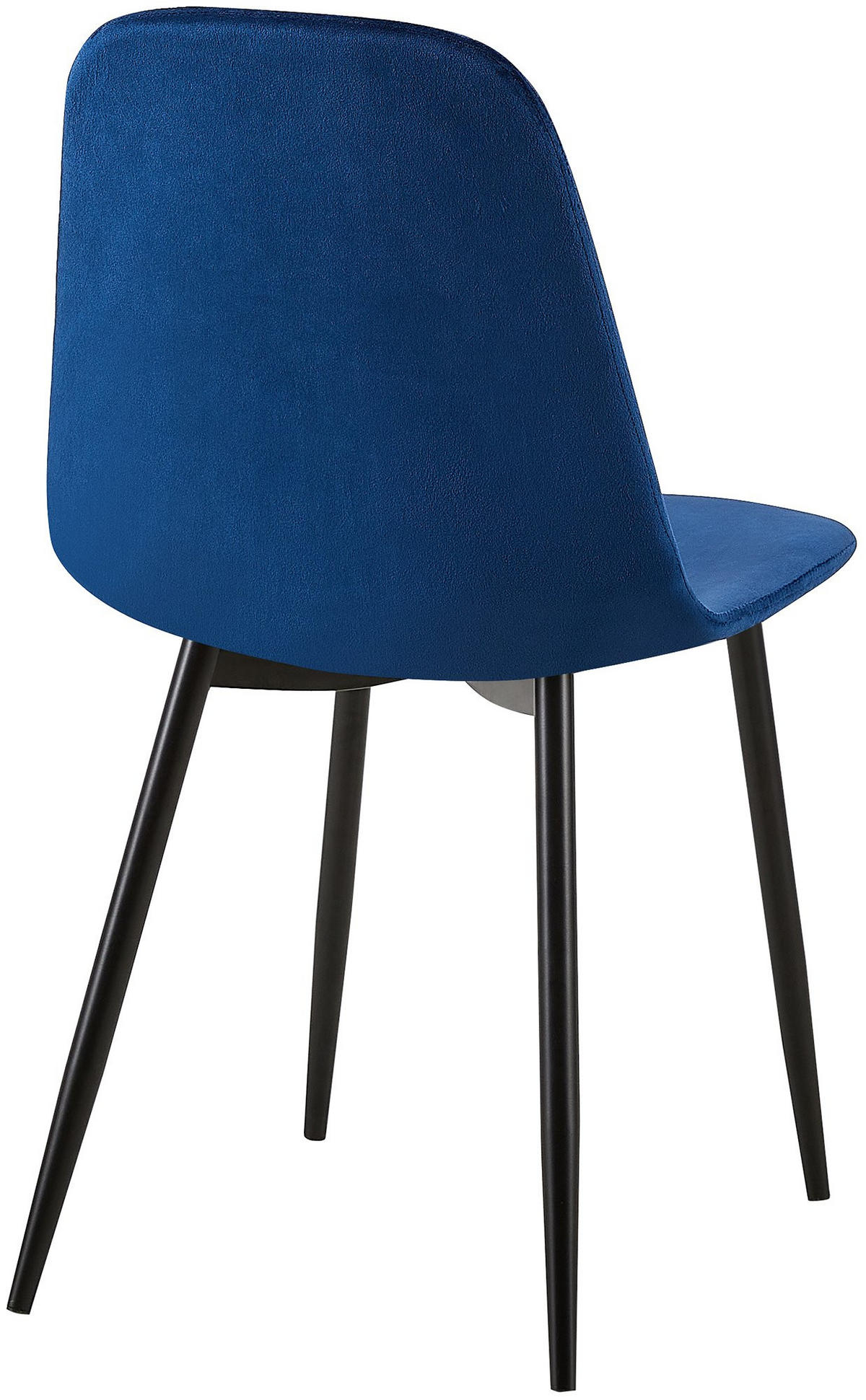 STUHL 4er Set Samt Blau - Blau/Schwarz, Textil/Metall (44/88/54cm) - CLP