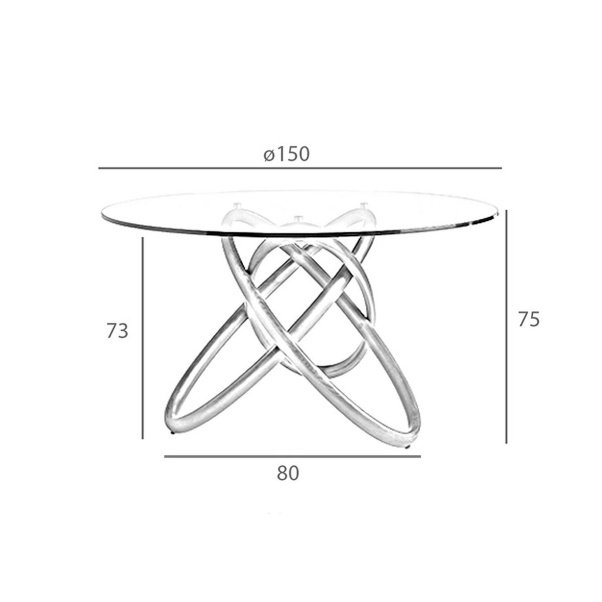 ESSTISCH Esstisch runde gehärtetes Glas aus walnussfarbenes Holz Ø150/75 cm - Transparent/Walnussfarben, Holz (150/150/75cm) - ANGEL CERDA