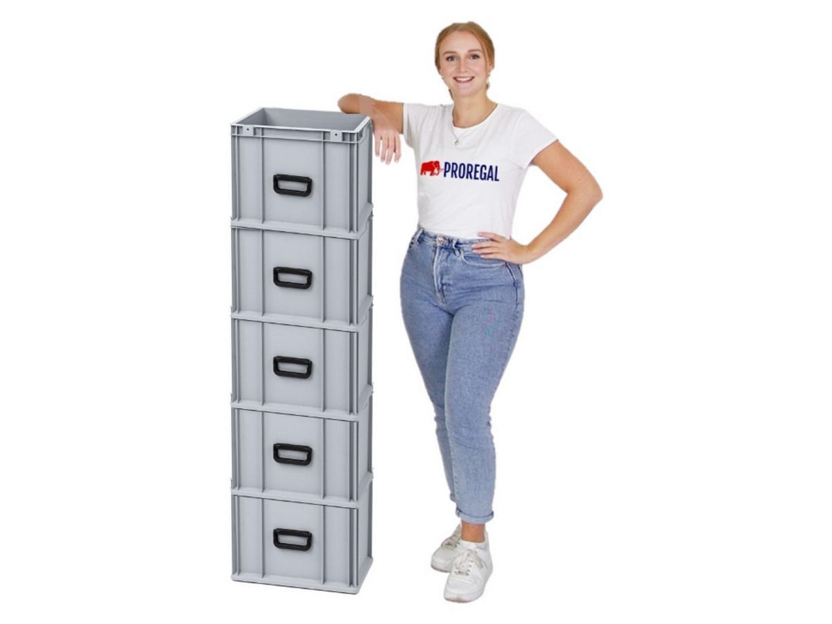 EUROBOX 5x Nextgen Portable Uno 32x30x40cm 30 Liter - Grau, Kunststoff (30/32/40cm) - PROREGAL
